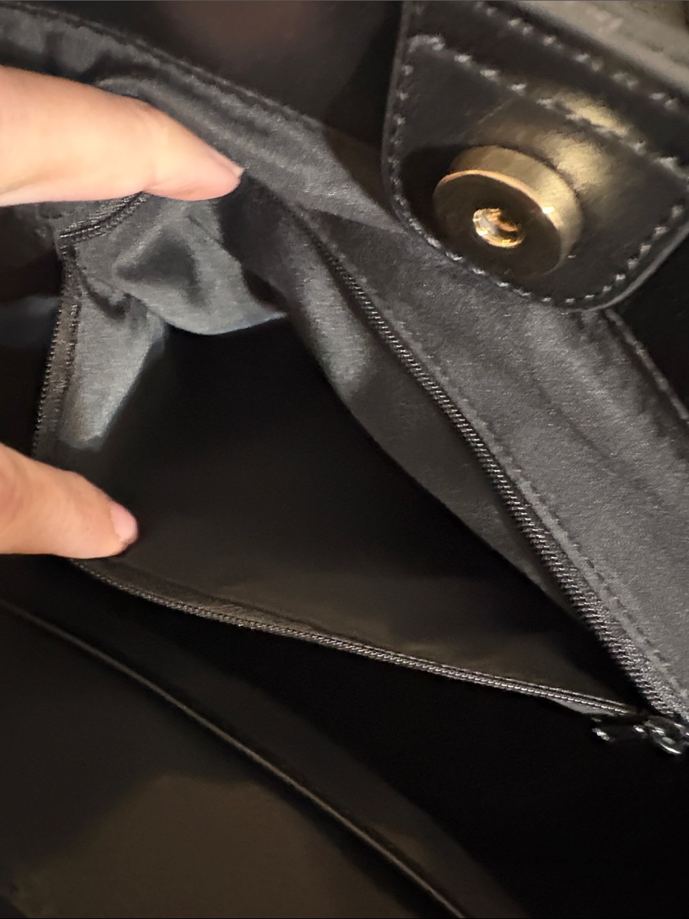 Nine West Black Pebbled Tote with Gold Accent - Picture 7 of 14